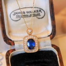 14k Gold 1.35 Ctw Natural Sapphire & Diamond Pendant( Without Chain )