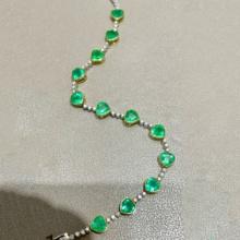 14k Gold 6.9 Ct Natural Emerald & Diamond Bracelet