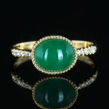 14k Gold 2.32 Ct Natural Emerald & Diamond Ring
