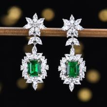 14k Gold 2.50 Ctw Vivid Green Natural Emerald & Sapphire Earrings
