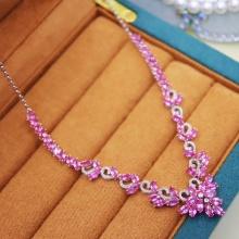 14k Gold 11.03 Ctw Natural Padparadscha Sapphire & Diamond Necklace