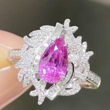 14k Gold 1.77 Ctw Natural Padparadscha Sapphire & Diamond Ring