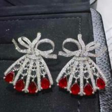 14k Gold 3.91 Ctw Natural Ruby & Diamond Earrings