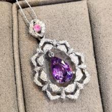 14k Gold 1.99 Ctw Natural Sapphire & Diamond Pendant( Without Chain )