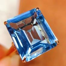 14k Gold 13 Ct Natural Topaz & Diamond Ring