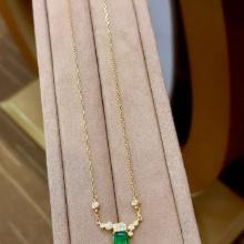 14k Gold 1.15 Ctw Natural Emerald & Diamond Pendant( Without Chain )