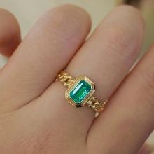 14k Gold 0.85 Ct Natural Emerald Ring