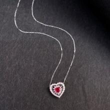 14k Gold 0.48 Ctw Natural Ruby & Diamond Necklace