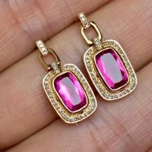 14k Gold 1.7 Ct Natural Tourmaline & Diamond Earrings