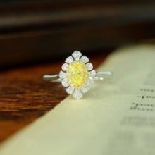 14k Gold 0.33 Ctw Natural Yellow Diamond & Diamond Ring