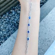 14k Gold 3.47 Ctw Natural Sapphire & Diamond Bracelet