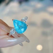 14k Gold 3 Ct Natural Paraiba Tourmaline & Diamond Ring