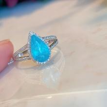 14k Gold 1.5 Ct Natural Paraiba Tourmaline & Diamond Ring