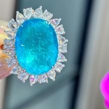 14k Gold 9.77 Ct Natural Paraiba Tourmaline & Diamond Ring/pendant( Without Chain )