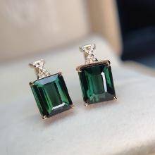 14k Gold 4.60 Ct Natural Tourmaline & Diamond Earrings