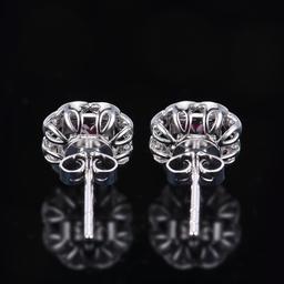 14k Gold 0.48 Ctw Natural Ruby & Diamond Earrings