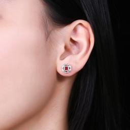 14k Gold 0.48 Ctw Natural Ruby & Diamond Earrings