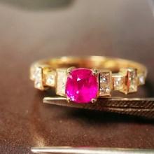 14k Gold 0.94 Ctw Natural Sapphire & Diamond & Art Deco Ring