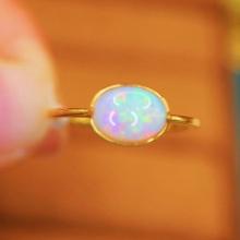 14k Gold 0.80 Ct Natural Opal & Solitaire Ring
