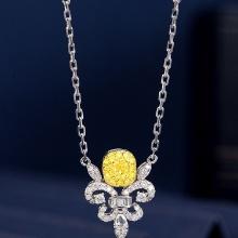 14k Gold 0.53 Ctw Natural Yellow Diamond & Diamond Pendant