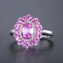 14k Gold 1.05 Ctw Natural Padparadscha Sapphire & Diamond Ring
