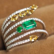 14k Gold 1.33 Ctw Natural Emerald & Diamond Ring