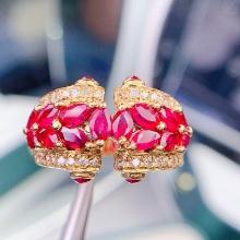 14k Gold 2.97 Ctw Vivid Red Natural Ruby & Diamond Ring