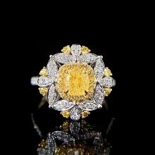 14k Gold 1.3 Ctw Natural Yellow Diamond & Diamond Ring/pendant