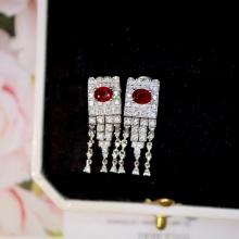 14k Gold 1.46 Ctw Vivid Red Natural Ruby & Diamond Earrings