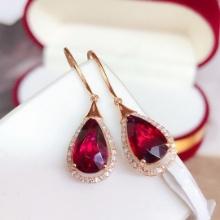 14k Gold 4 Ct Natural Tourmaline & Diamond Earrings
