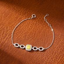 14k Gold 0.62 Ctw Natural Yellow Diamond & Diamond Bracelet