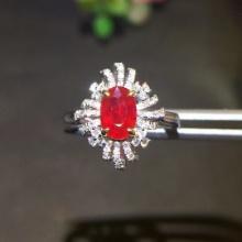 14k Gold 1.32 Ctw Vivid Red Natural Ruby & Diamond Ring
