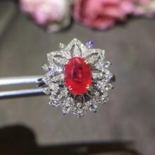 14k Gold 1.69 Ctw Vivid Red Natural Ruby & Diamond Ring