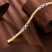 14k Gold 7.35 Ctw Natural Yellow Diamond & Diamond Bracelet