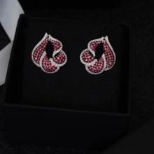 14k Gold 2.42 Ctw Vivid Red Natural Ruby & Diamond Earrings
