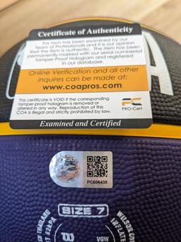 LeBron James and Luka Doncic signed basketball with coa