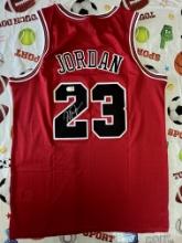 Michael Jordan Bulls Signed Red Jersey