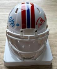 Tom Brady & Drake Maye Signed Patriots Throwback Mini Helmet With COA