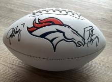 Peyton Manning & John Elway Signed Denver Broncos Logo Football With COA