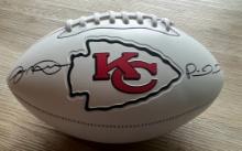 Joe Montana & Patrick Mahomes Signed KC Chiefs Logo Ball With COA