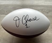 Ja'Marr Chase Signed Bengals Logo Football With COA