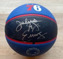 Julius Erving Signed 76ers Logo Basketball With COA