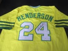RICKEY HENDERSON SIGNED OAKLAND JERSEY COA