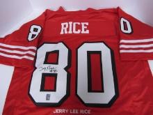 JERRY RICE SIGNED 49ERS STAT JERSEY GTSM COA