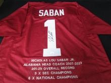 Nick Saban Signed Stat Jersey JSA COA