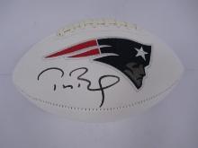 TOM BRADY SIGNED PATRIOTS LOGO FOOTBALL COA