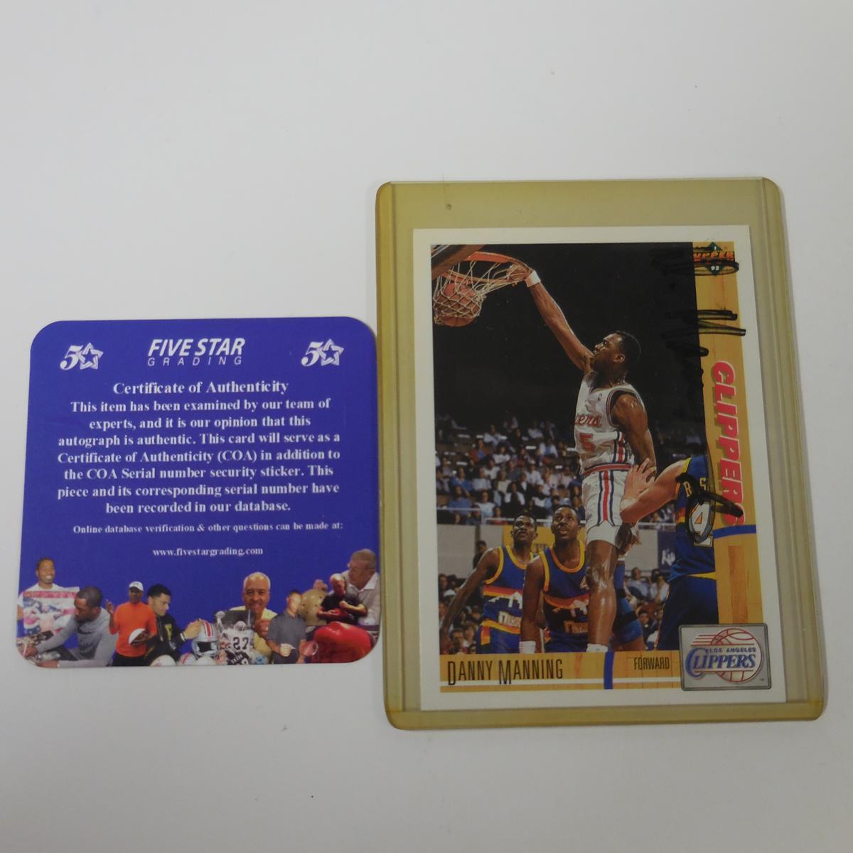 AUTHENTIC 1991-92 UPPER DECK DANNY MANNING AUTOGRAPHED CARD COA