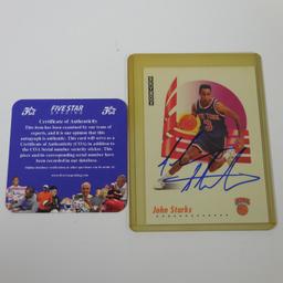 AUTHENTIC 1991-92 SKYBOX JOHN STARKS AUTOGRAPHED ROOKIE CARD COA