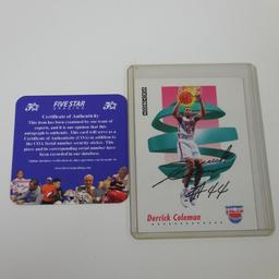 AUTHENTIC 1991-92 SKYBOX DERRICK COLEMAN AUTOGRAPHED CARD COA