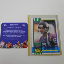 AUTHENTIC 1990 TOPPS ANTHONY CARTER AUTOGRAPHED CARD COA